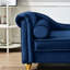 Chaise de rangement moderne en velours bleu marine - Revêtement doux et pieds dorés pour le salon-180398272