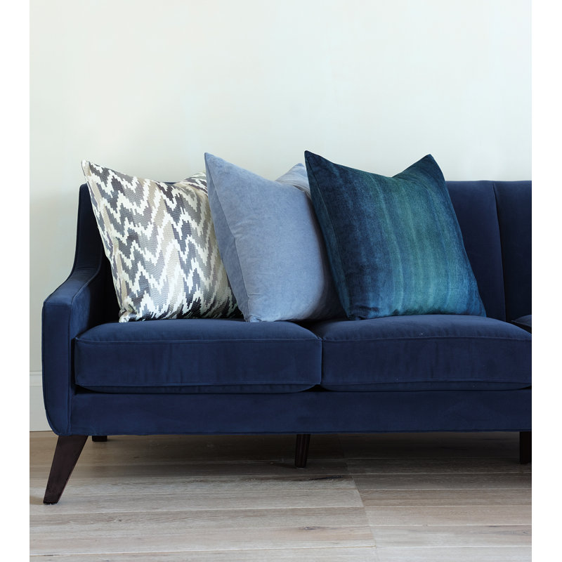 Velvet Square Pillow Cover & Insert, Ombre Peacock, Feather