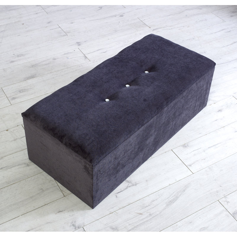 Averie 102cm Wide Tufted Rectangle Solid Colour Ottoman with Storage, Purple