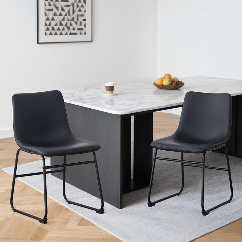 Chaises rétro en métal suède 4 pièces, Noir