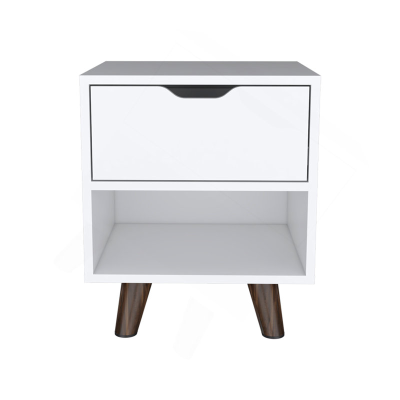 Table de chevet Carleen, blanc, Blanc