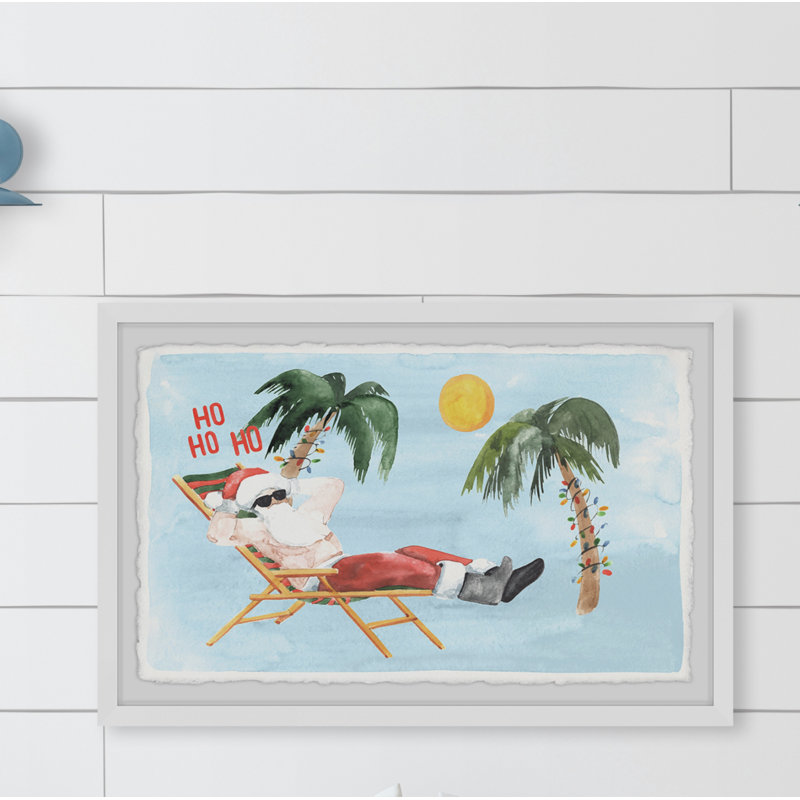 Santa Goes on Vacation 1 Piece Single Picture Frame Painting, 41cm H x 61cm W x 3.81cm D