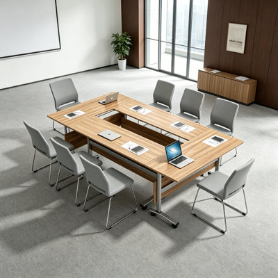 Table de conférence mobile moderne sur roulettes, table de formation modulaire et connectable pour réunions de bureau et espaces de travail collaboratifs