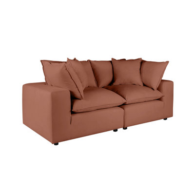 Causeuse modulaire à accoudoirs carrés de 80,4 po avec coussins réversibles Ellaria