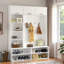 Farmhouse Hall Tree With Bench, Enclosed Compartments, Open Storage Space And 4 Hooks-1001076639