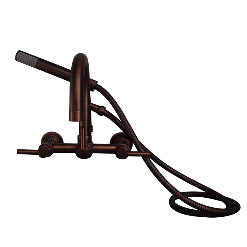 3 Handle Bathroom Clawfoot Tub Faucet with Diverter, Oil Rubbed Bronze