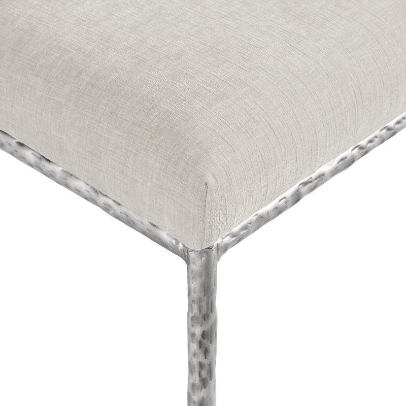 Reeves Chenille Fabric Dining Side Chair, Cream Chenille Fabric, Brushed Silver