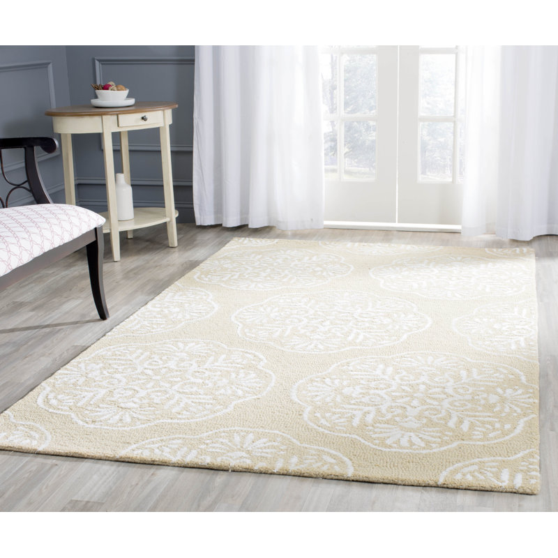 Bella Hand-Tufted Beige & White Wool 6' x 9' Area Rug