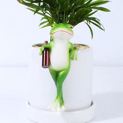 Frog Statue for Garden, Green Frog Figurine for Outdoor Decor Yard and Garden Decoration Resin Sculpture - Drinking Red Wine