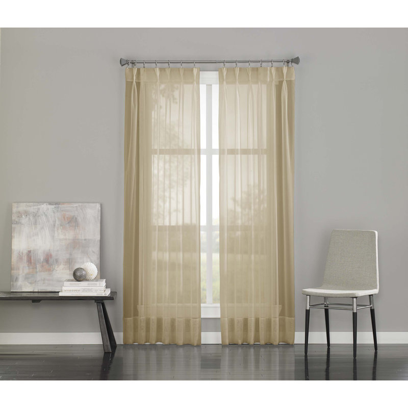 Curtainworks Constantina Solid Sheer Pinch Pleat Single Curtain Panel, 29" W x 84" L, White