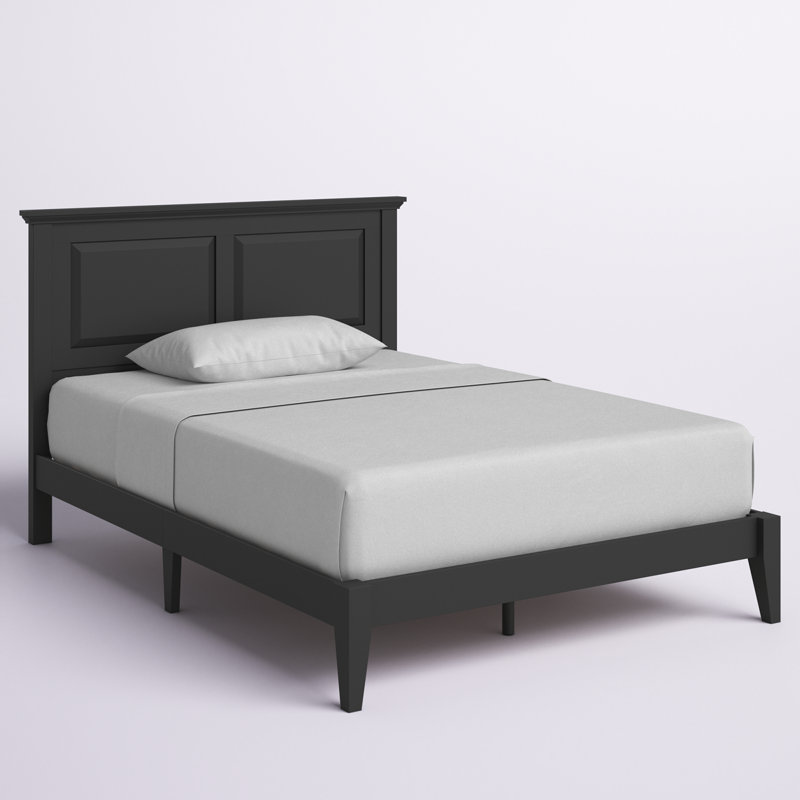 Lit plateforme en bois massif Markovich, Noir, Double