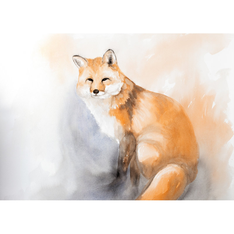 Watercolor Fox - Toile encadrée pour décor de chambre à coucher