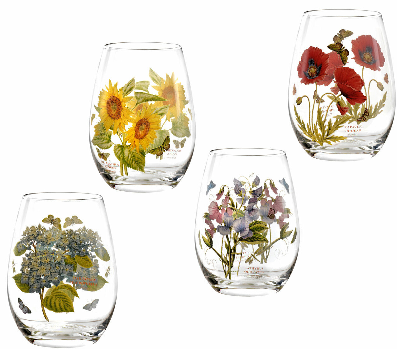 Stemless Wine Glass Beautiful Bees and Flowers Wine Glass 