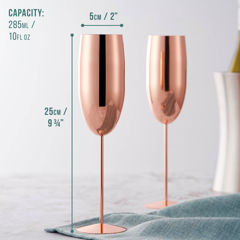 Vindas 285ml Stainless Steel Flute Set, Rose Gold