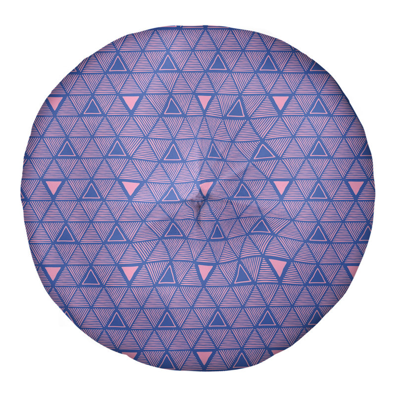 Coussin de sol classique à motif de triangles dessinés à la main, 30 po x 30 po, Bleu/rose
