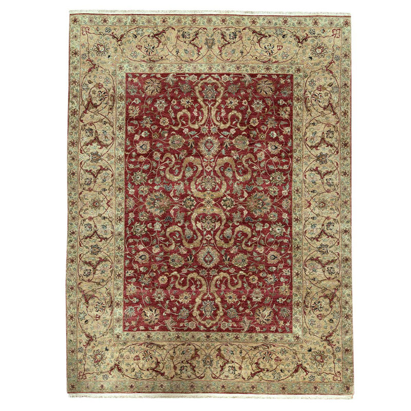 Tapis unique vin / or noué à la main 9 pi 1 po x 11 pi 11 po