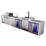 Mont Alpi Premium 4-burner 193" Deluxe Stainless Steel Island Modular Outdoor Kitchen Island Bbq Gas Grill With Beverage Center Faucet & Sink + Refrigerator + Kegerator + Storage Drawers And Cabinets