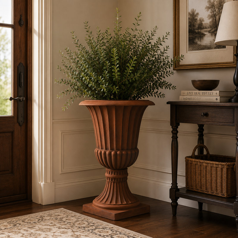 Jardinière de style urne Bayliff, Rouille antique, H 30 po x l 21,25 po x P 21,25 po