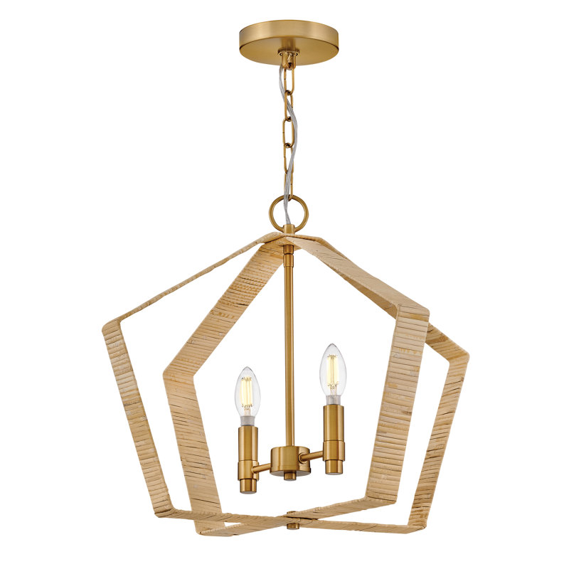 Sammi 20" 2-Light Candle Open Frame Pendant, Gold