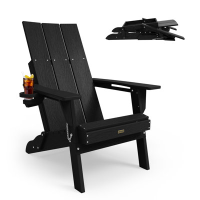 HDPE Folding Plastic Outdoor Adirondack Chairs With Cup Holder