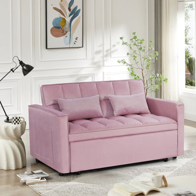 Modern 2-Seater Sofa, 54" Pull-Out Sleeper Sofa Bed For Living Room
