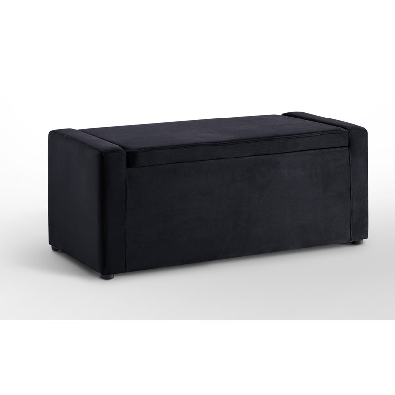 Banc de rangement en velours Fabroni, Noir