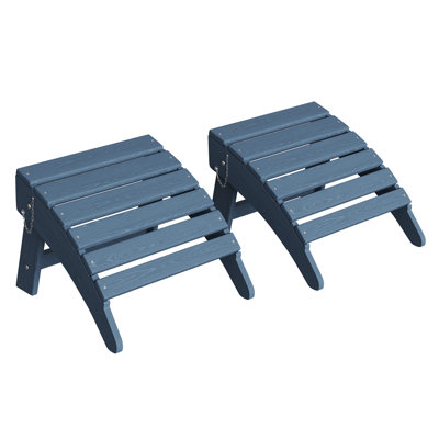 Ensemble de 2 repose-pieds pliants Adirondack pliables en PEHD pour patio, terrasse, pelouse, bord de piscine - Résistant aux intempéries, durable - Compatible avec les chaises Adirondack - Paquet de 2