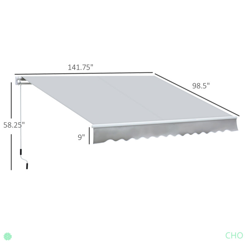 Auvent de patio rétractable avec abat-jour avec poignée à manivelle, tissu résistant à l'eau et aux rayons UV 280G / m² et cadre en aluminium pour terrasse, balcon, cour