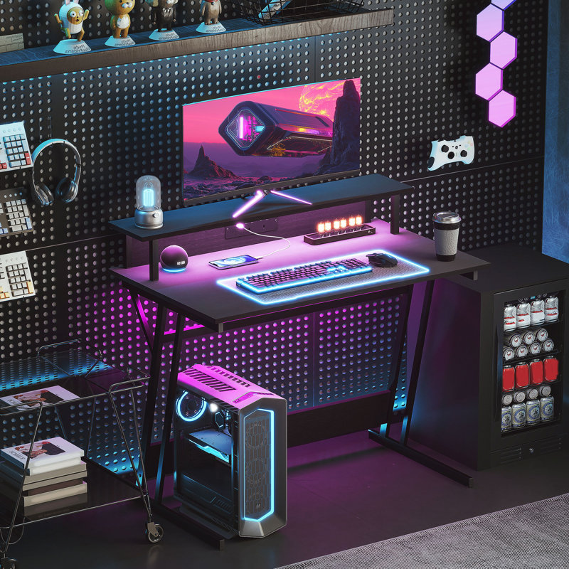 Tajolosa Metal Base Computer Desk with Power Outlet