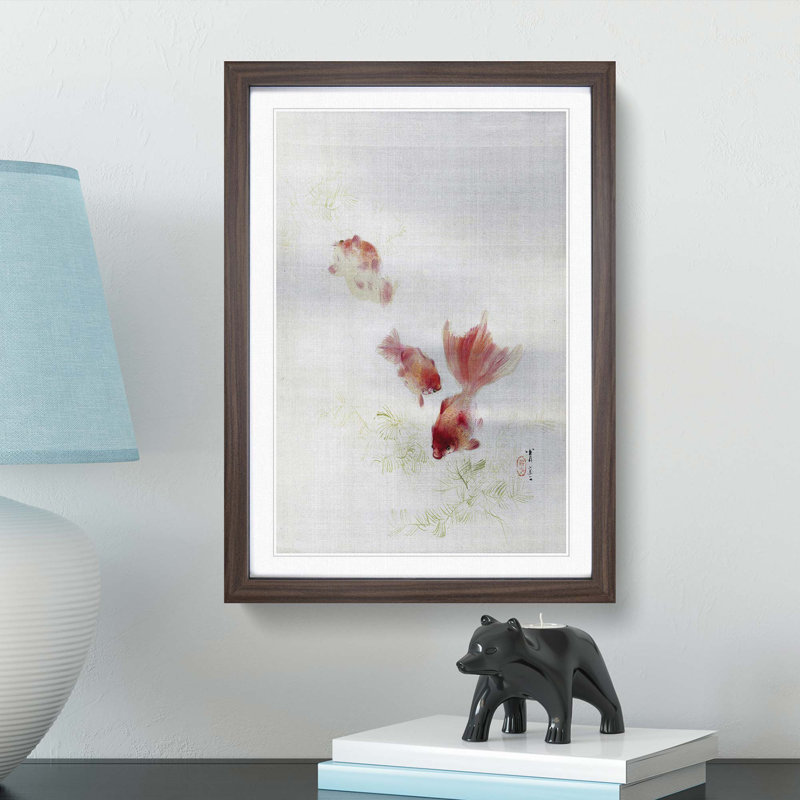 The Goldfish by Watanabe Seitei - Picture Frame Painting Print, 36cm H x 27cm W x 2cm D, Walnut Framed