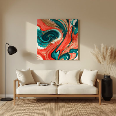 Watercolor Abstract 57 Orange Metal Wall Art