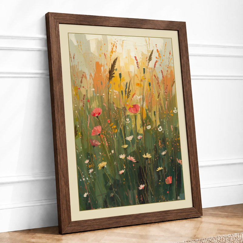 Wildflower Meadow Botanical - Framed Print, Walnut, A3 - 42.0 x 29.7 cm