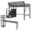 Lit mezzanine en métal avec bureau, armoire, escalier, station de recharge et éclairage DEL pour ados-1028255154