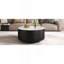 Table basse ronde moderne mobile avec roulettes, 2 tiroirs, plateau en pierre frittée à motif marbré, 29,5 po-1866272709