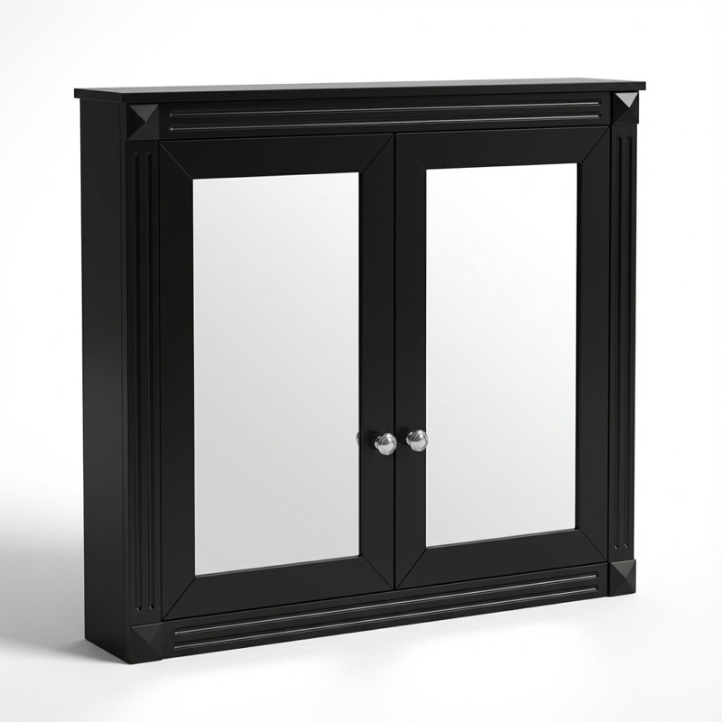 Armoire de toilette murale 36 pouces avec tablettes réglables et portes doubles pour un rangement moderne, Noir
