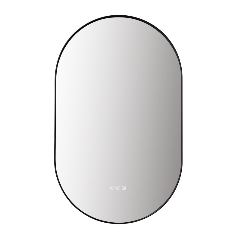Shell LED Mirror, 35.43" x 21.65", Matte Black, Oval