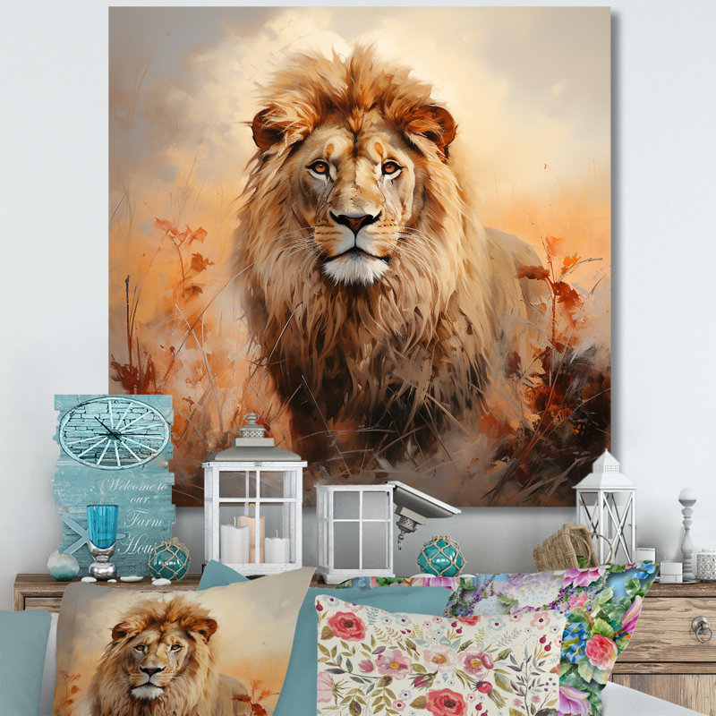 «Lion Savannah Dreams I» sur toile, H 36 po x l 36 po x P 1,5 po, Toile tendue