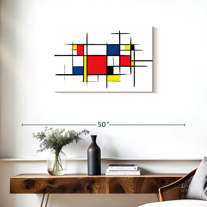 Avery Mondrian Inspired Rustic Abstract