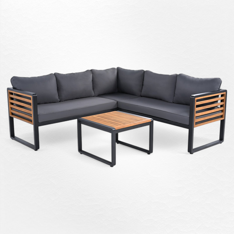 Ensemble de conversation pour patio avec coussins 4 pièces, Gris