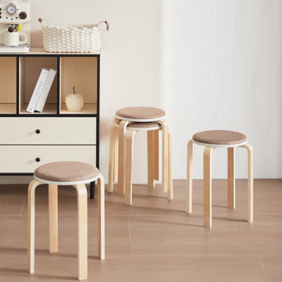 Set Of 4 Stackable Stools, Round Backless Chairs For Dining Room, Kitchen, Classroom by George Oliver