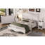 Ensemble de chambre à coucher de style rétro 4 pièces, lit plateforme grand avec un design élégant, table de chevet et commode avec poignée en métal-1951370426