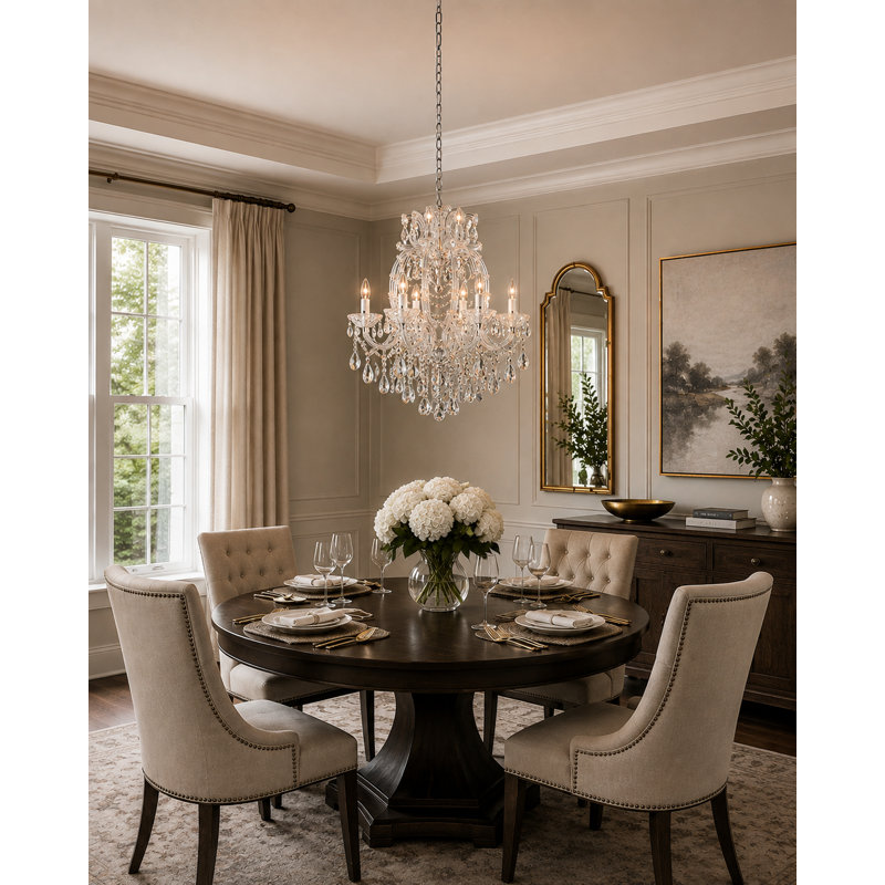 Lustre en cristal 24 lumières Transitional, Transparent