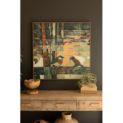 Peinture encadrée de deux oiseaux