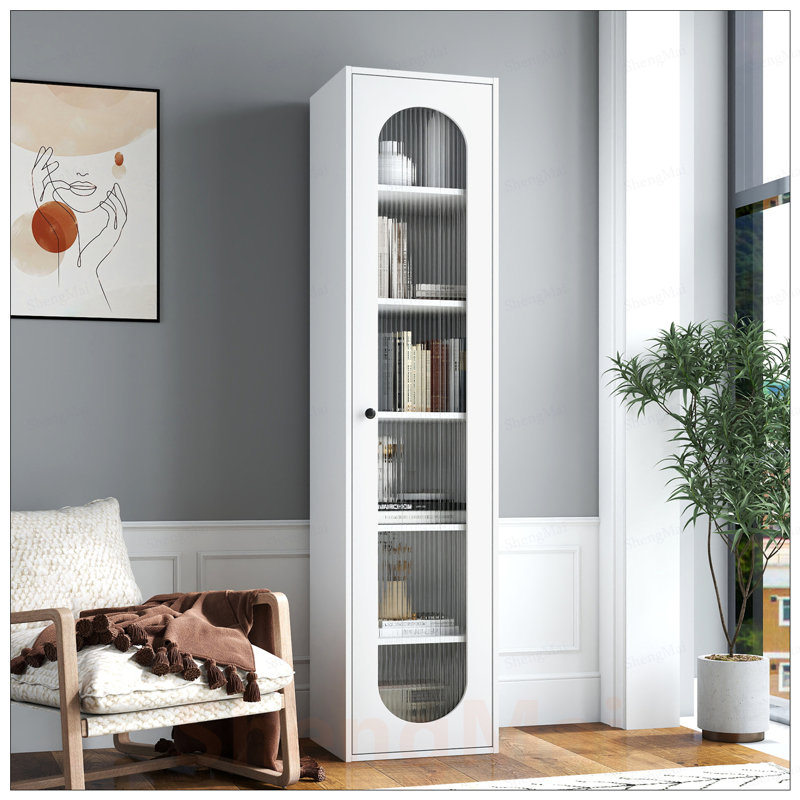 Grande armoire de présentation avec 6 tablettes et porte vitrée pour le rangement du salon, de la cuisine, de la chambre à coucher et du bureau
