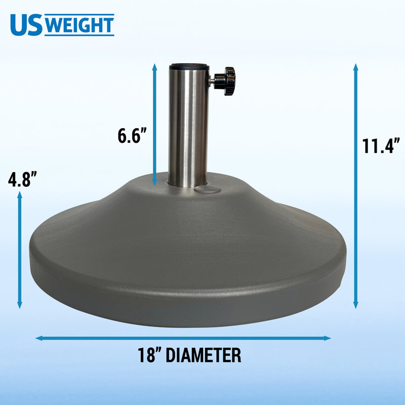 Gray Stainless Steel Fillable Patio Umbrella Base with Wheels