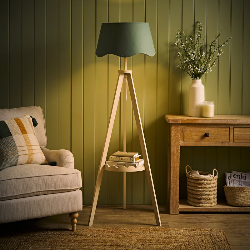 Teece Floor Lamp, With Bulb, Sage Green, Cream