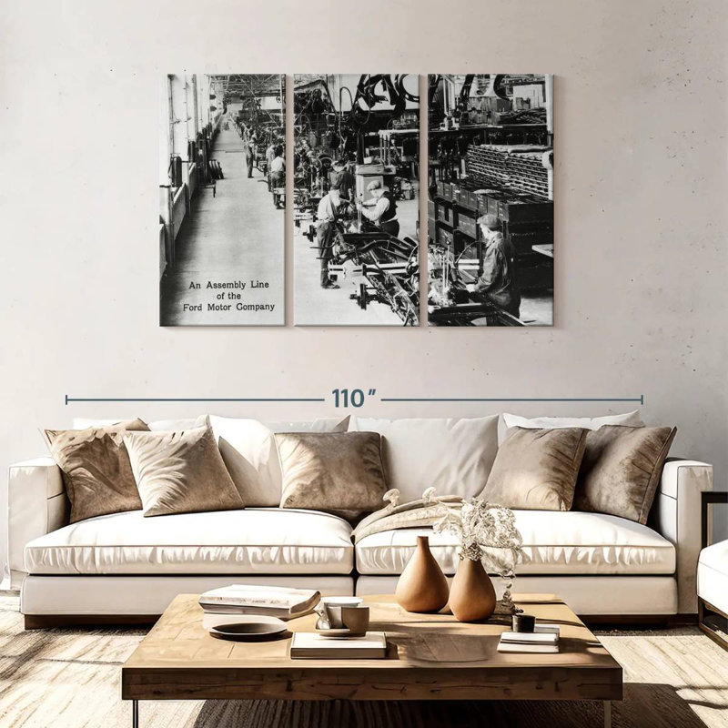 Lilie An Assembly Line At The Ford Motor Company, 48" H x 74" W
