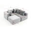 Ensemble de 4 sièges gris en tissu velours côtelé, siège souple, sans assemblage, configuration modulaire pour les espaces de vie confortables, sièges, structure, pièces principales configurables