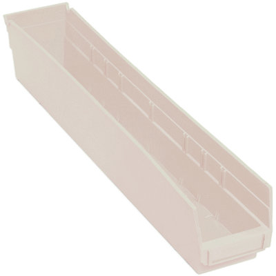 Étagère économique gigogne, l 23-5 / 8 po x P 4-1 / 8 po x H 4 po, comprend (7) fentes de séparation, porte-étiquette arrière, porte-étiquette moulé, polypropylène, boîte de 16