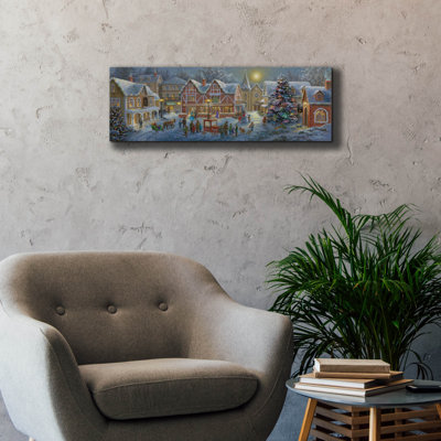  «Christmas Village Panoramic» par Nicky Boehme, art mural sur toile, 36 po x 12 po